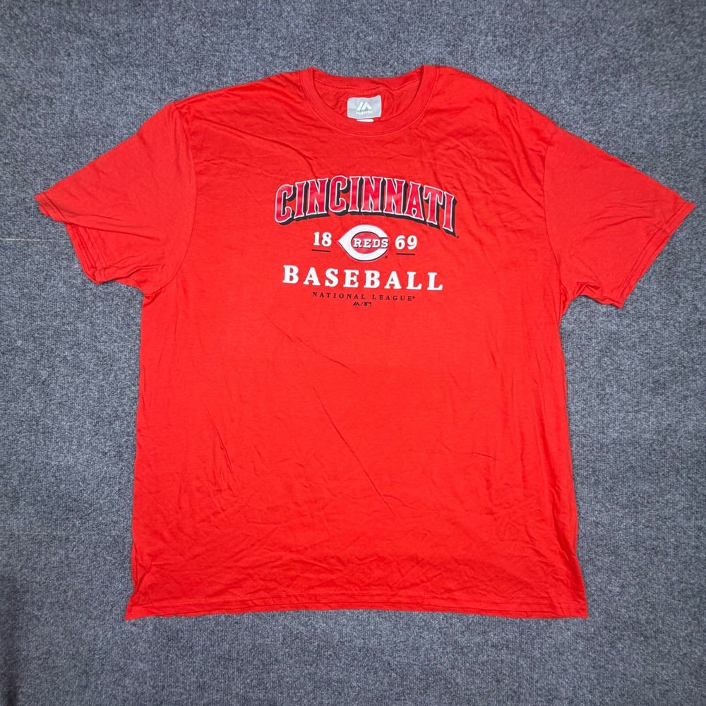 Majestic Cincinnati Reds Baseball T-Shirt Mens 3XL Red MLB Graphic Tee 1869